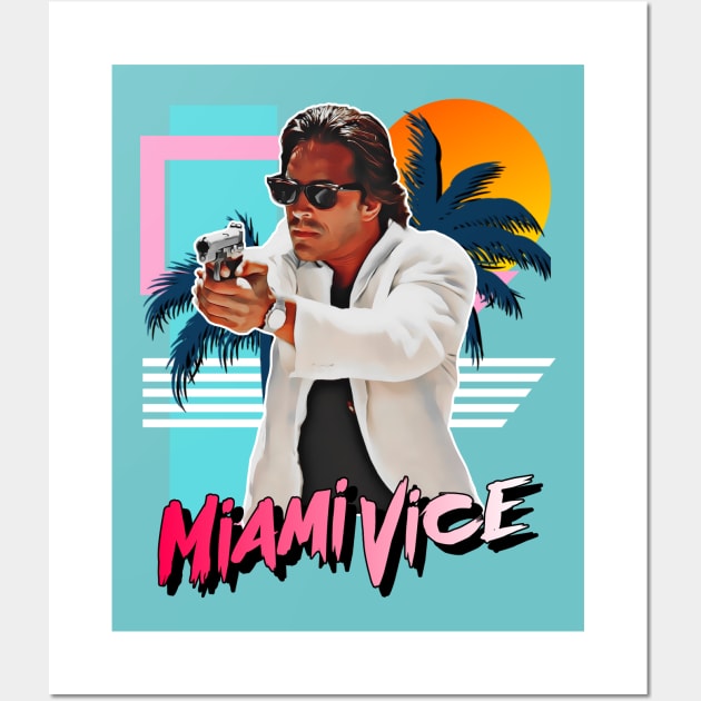 Retro Miami Vice 80s Sonny Crockett Tribute Wall Art by darklordpug